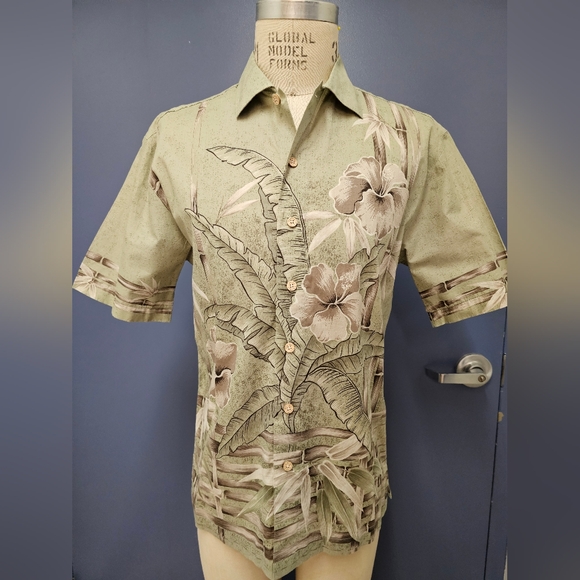 Batik Bay Surf Other - NWOT BATIK BAY SURF Men's S Olive Floral Casual Button Down Shirt 100% Cotton